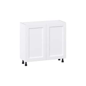 Mancos Bright White Shaker Assembled Shallow Base Kitchen Cabinet with 2-Doors (36 in. W x 34.5 in. H x 14 in. D)