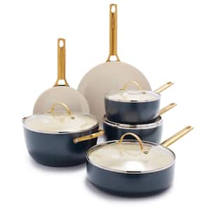 Reserve 10-Piece Hard Anodized Aluminum Ceramic Nonstick Cookware Pots and Pans Set in Navy Blue