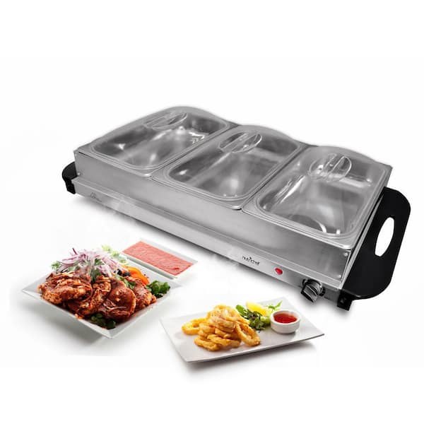 MegaChef Buffet Server & Food Warmer With 3 Removable Sectional Trays ,  Heated Warming Tray and Removable