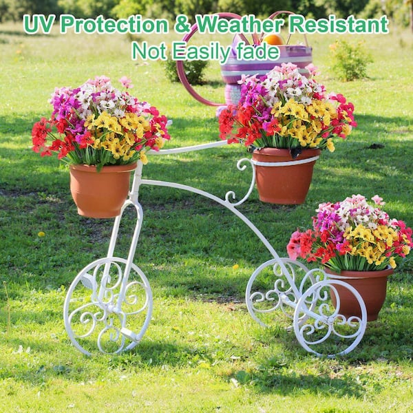 24 Bundles UV Resistant Artificial Outdoor Flowers No Fade, 13 in