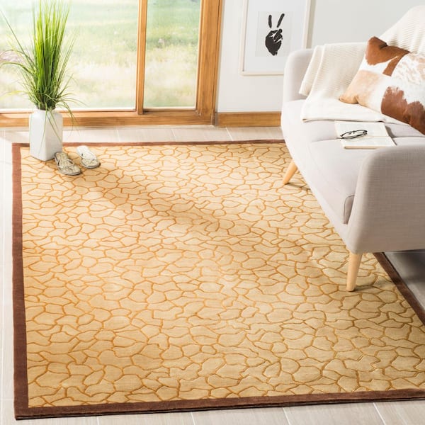 Tibetan 4 ft. x 6 ft. Gold Abstract Fractured Area Rug