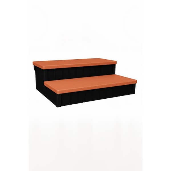 Deluxe Series 300 pound Spa Steps with Storage Redwood Color