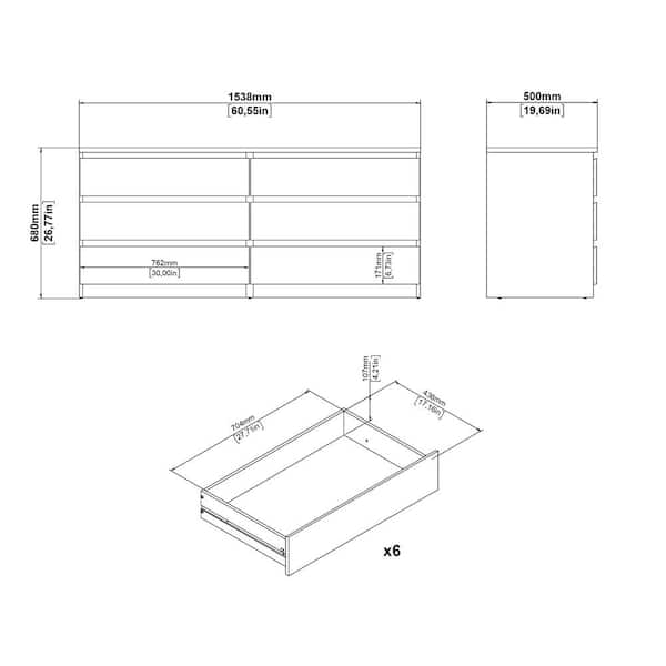 Tvilum 6 Drawer Double, Jackson Hickory Dresser