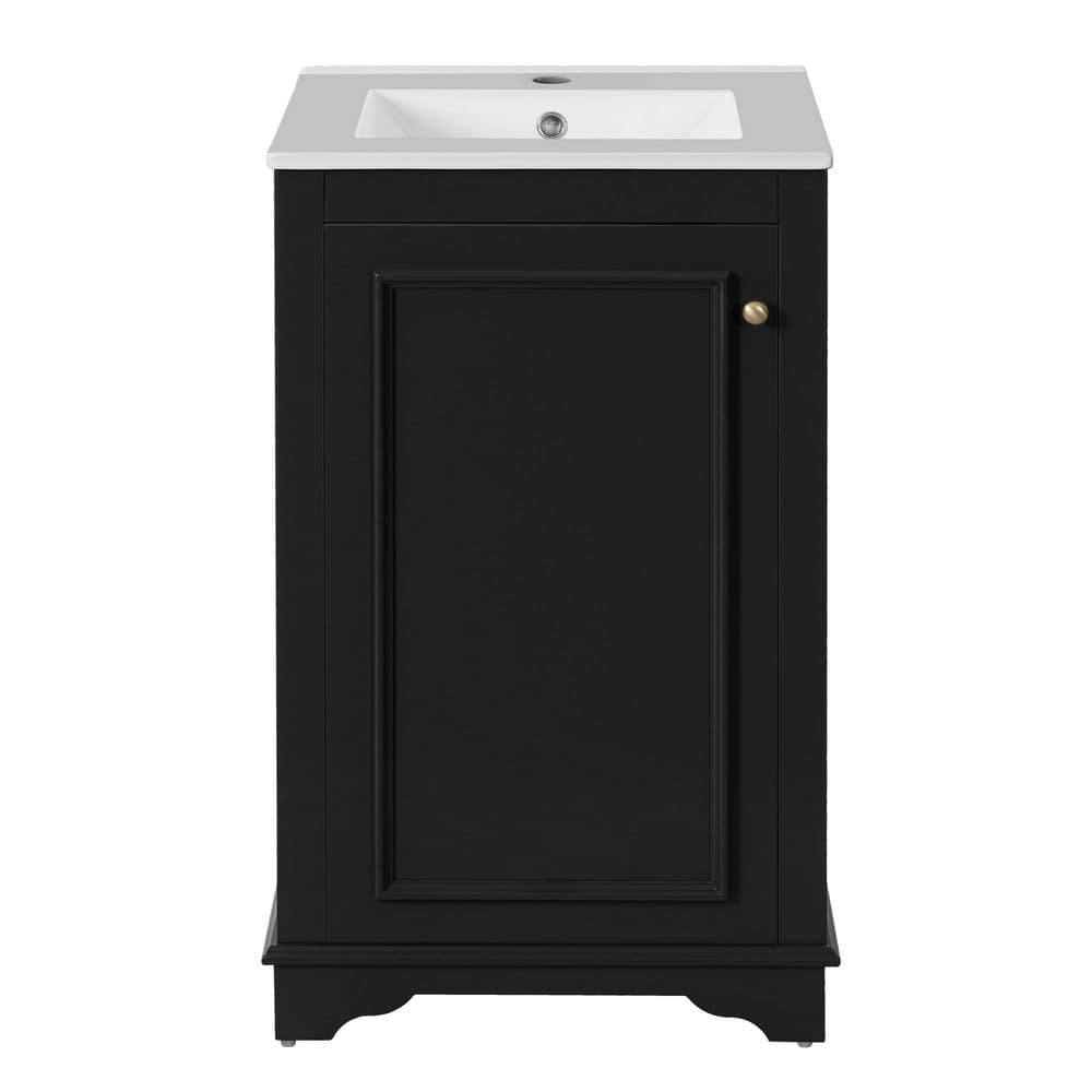 20 in. Single Sink Freestanding Black Bath Vanity with White Ceramic Top price history on PriceWatchPro