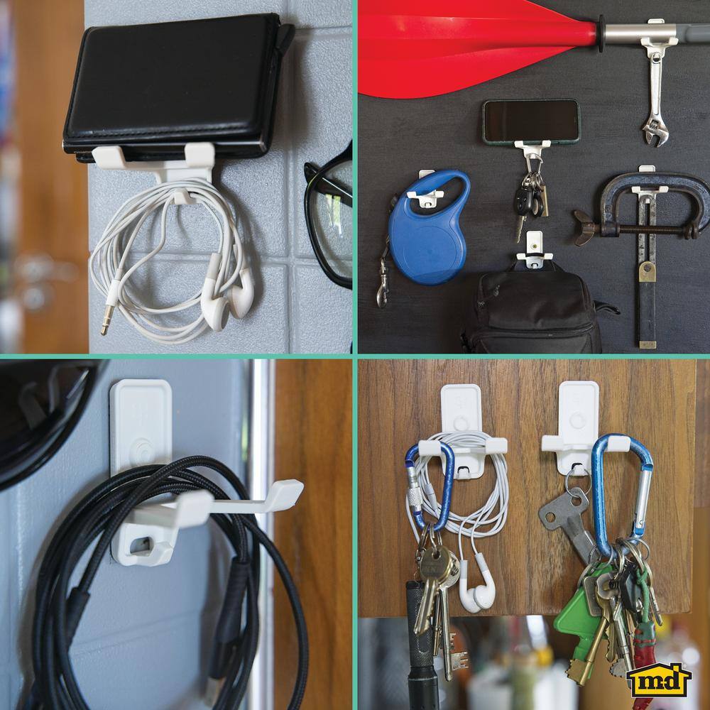 White Plastic Dual Utility Hook with Screws