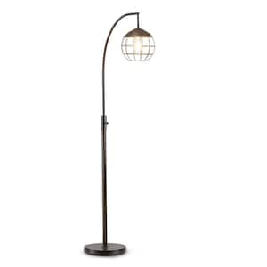 Metro-S 66 in. Dark Bronze Finish LED Dimmable Floor Lamp with Metal Wire Shade, Vintage LED Bulb Included