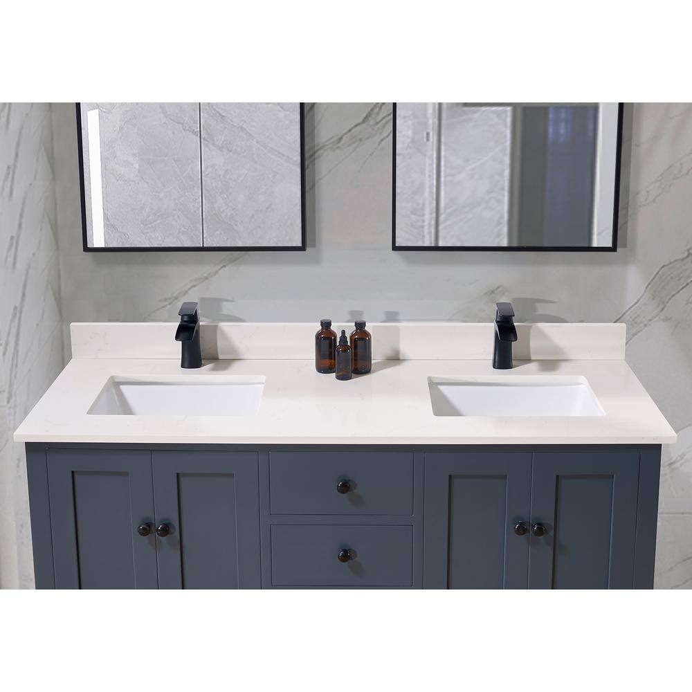 Milano White Composite Stone Double Vanity Top with Sink, 61 in.