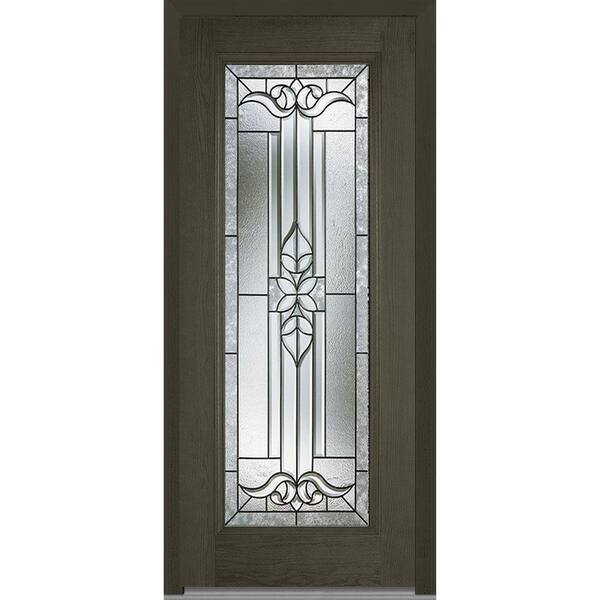 MMI Door 36 in. x 80 in. Cadence Right-Hand Inswing Full Lite Decorative Stained Fiberglass Oak Prehung Front Door