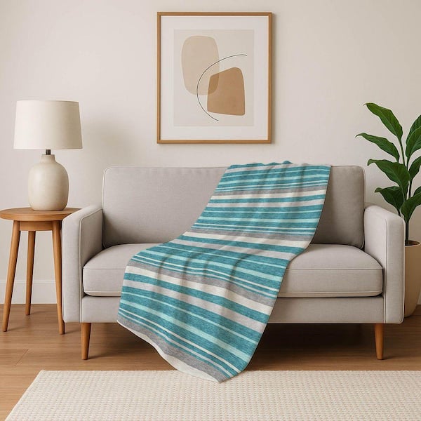 Premium Machine Washable ASB879 Teal 50 in. x 70 in. Sherpa Throw Blanket