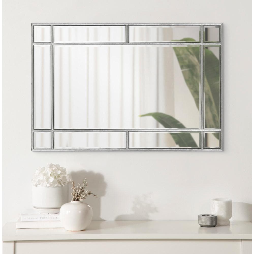 Silver Rectangular Wood Vanity Wall Mirror 20 x 30