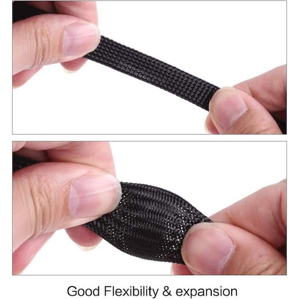 Etokfoks 100 ft. - 1 in. PET Expandable Braided Cable Sleeve in Black  MLPH005LT239 - The Home Depot