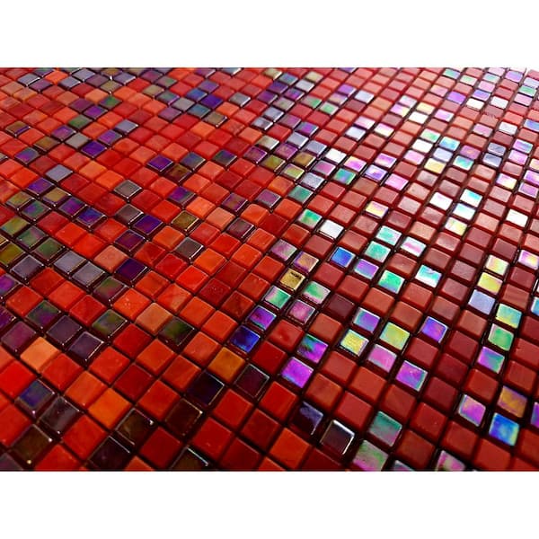 ABOLOS Galaxy Iridescent Red Square Mosaic 0.3125 in. x 0.3125 in