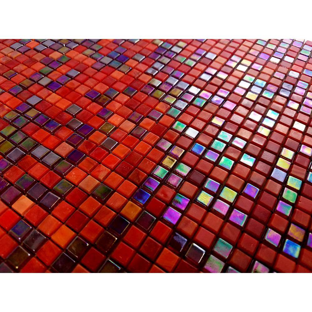 Artistic Amber Iridescent Glass Mosaic 12x12 Wall Tile