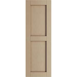 12 in. x 24 in. Timberthane Flat Panel Polyurethane 2-Equal Panel Smooth Faux Wood Shutters Pair
