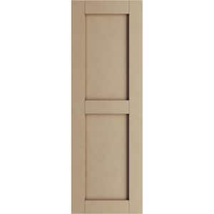 15 in. x 58 in. Flat Panel Timberthane Polyurethane 2 Equal Panel Smooth Faux Wood Shutters Pair