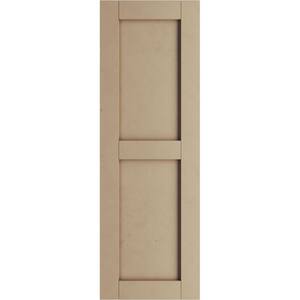 15 in. x 78 in. Timberthane Flat Panel Polyurethane 2-Equal Panel Smooth Faux Wood Shutters Pair