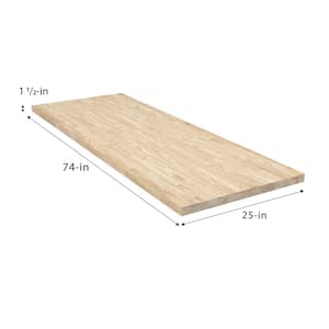 6 ft. L x 25 in. D Unfinished Hevea Solid Wood Butcher Block Countertop With Square Edge