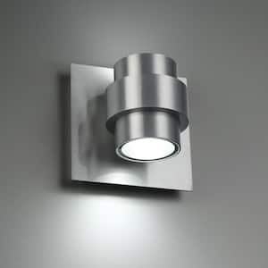 Barrel 6 in. Brushed Aluminum Integrated LED Outdoor Wall Sconce, 3000K