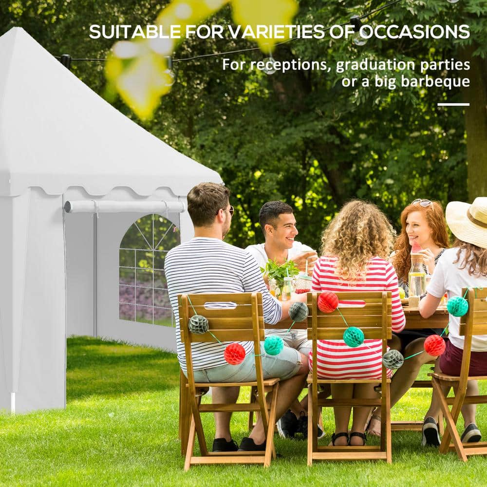 Large White Polyester Outdoor Party Tent with Cathedral Windows