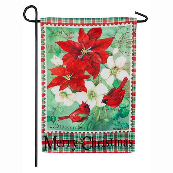 Evergreen 18 in. x 12.5 in. Christmas Floral Garden Suede Flag 14S8591 ...