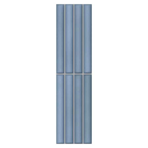 Spanish Lingot 4 in. x 12 in. x 9mm 3D Glazed Fluted Porcelain Wall Tile Blue-Sample