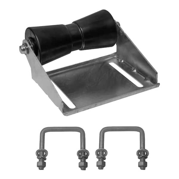 Boat Trailer Keel Roller and Bracket Kit for 2 x 3 Cross Members-8 in. Rubber Roller, Black