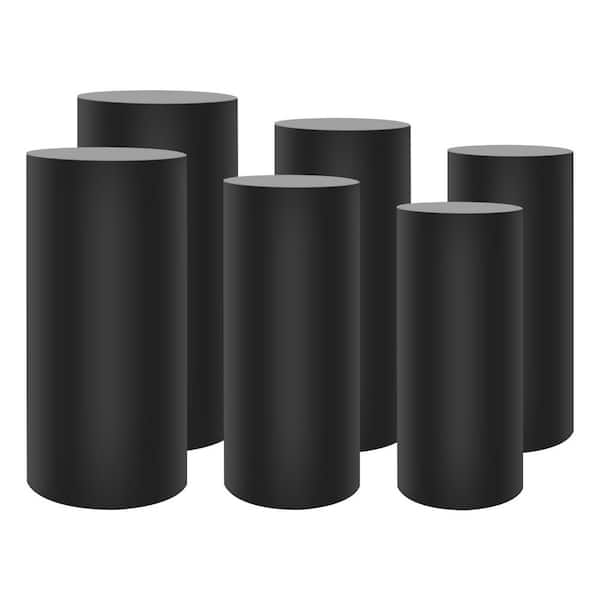 Black Cylinder Display Pedestal Stand Metal Iron Decorative Stand for Wedding Birthday Party Decor (Set of 6)