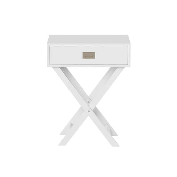 white cross leg nightstand