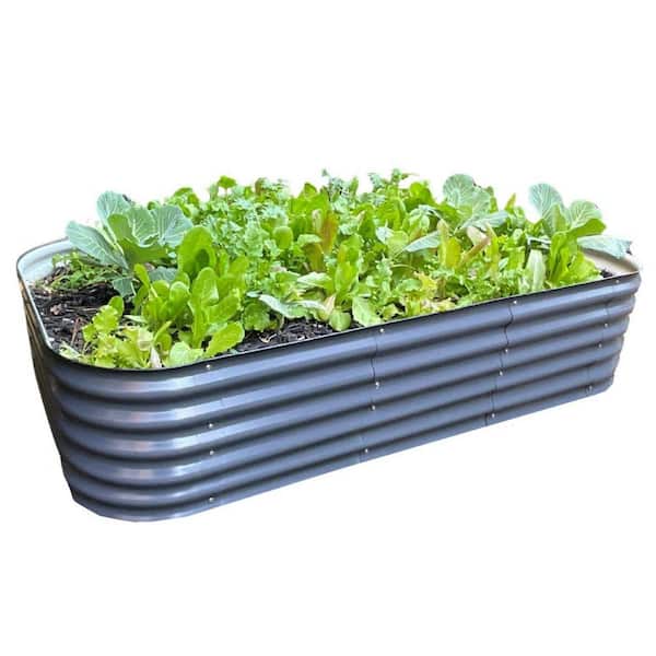 Vigoro 9-in-1 Modular Metal Raised Garden Bed Kit 900017901-Gray