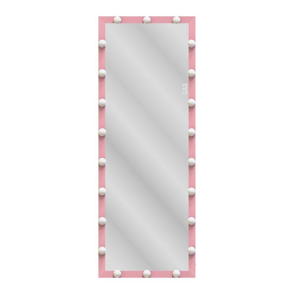 Pink 23.3 in. W x 62.6 in. H Rectangle Metal Full Length Mirror with 3 Colo