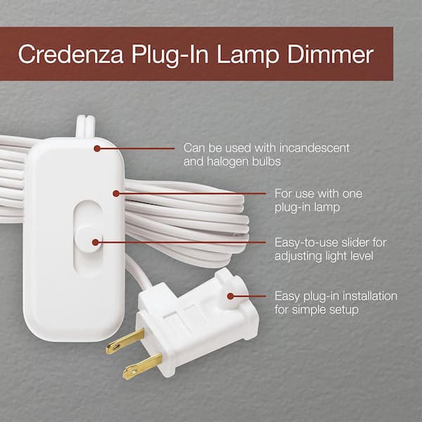 Dimmable Lamp Switch 2 Pack, Inline DImmer Switch for Dimmable LED,  Halogen, Incandescent Bulbs, White Rotary Dimmer, Inline Cord Switch  Replacement