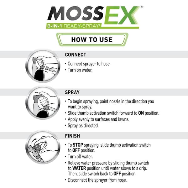 Scotts - MossEx 3-in-1 Ready Spray, 32 fl. oz., Kills Moss, Algae and Lichens, Fast Acting, Use on Lawns, Roofs, and Patios