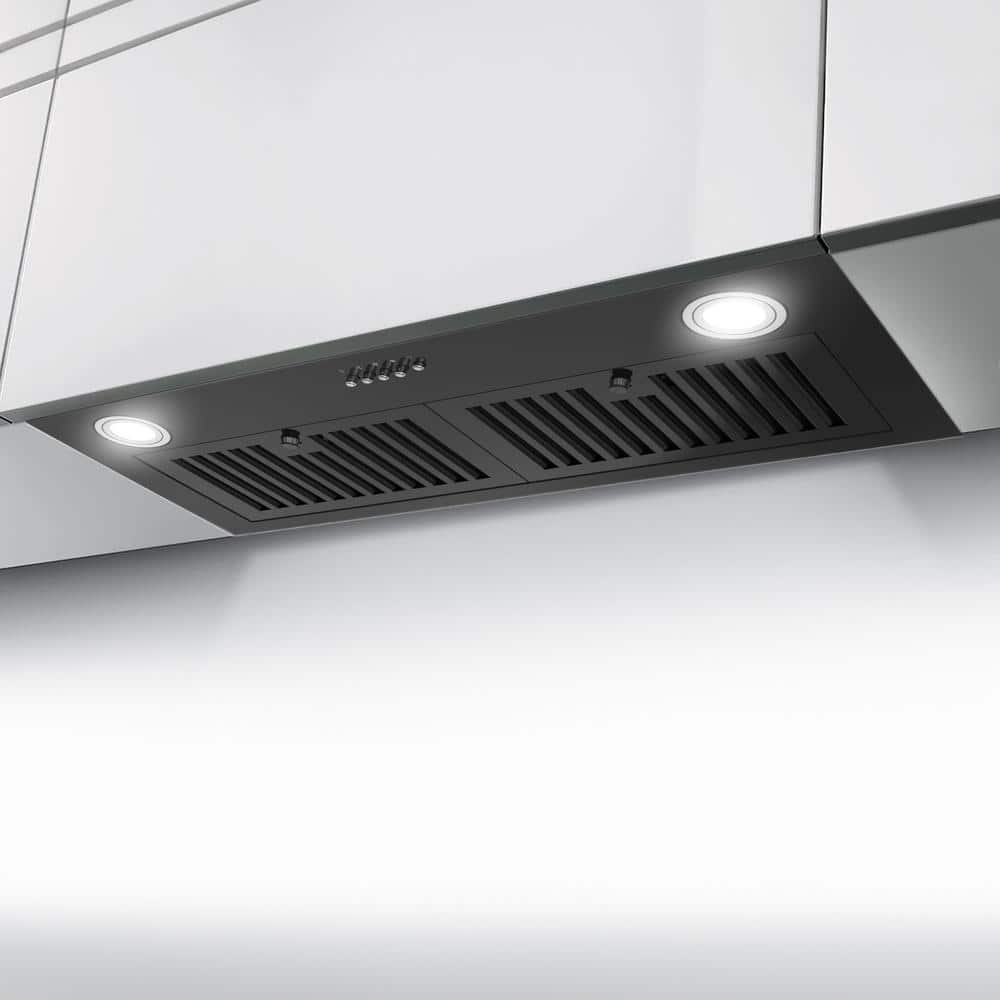 30-Inch Black Stainless Steel Convertible Insert Range Hood