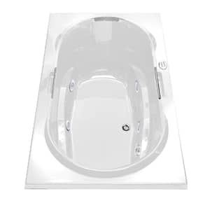 Antigua 72 in. Acrylic Center Drain Oval Drop-in Whirlpool Bathtub in White with Hydrosens