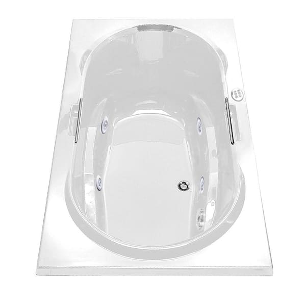 MAAX Antigua 72 in. Acrylic Center Drain Oval Drop-in Whirlpool Bathtub in White with Hydrosens