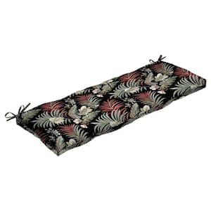 48 in. x 18 in. Simone Black Tropical Rectangle Outdoor Bench Cushion