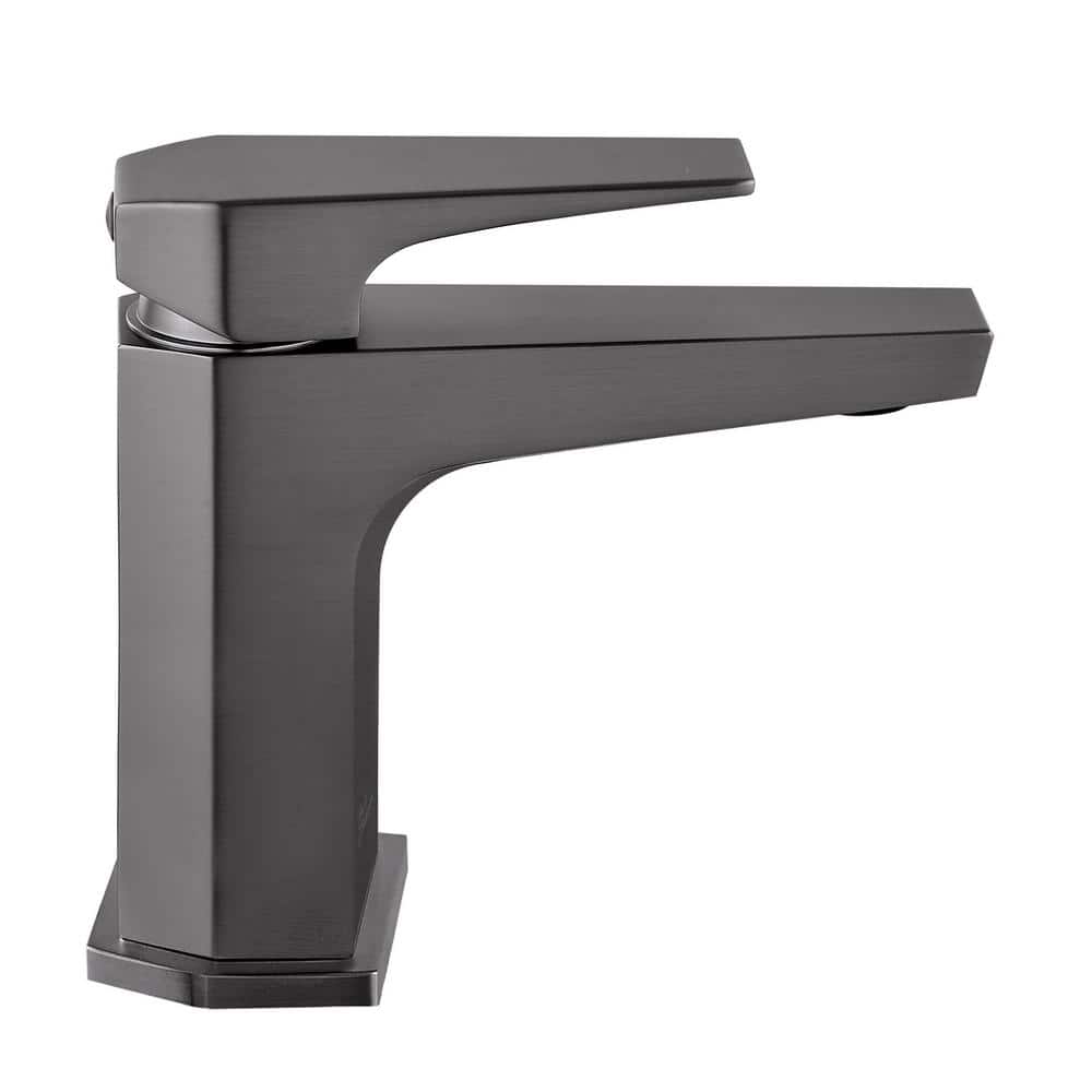 Gunmetal Gray Single-Handle Brass Bathroom Faucet