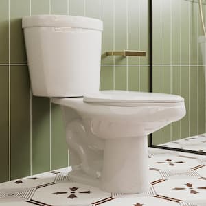 11.8 inch Rough In Two-Piece 1.1 GPF/1.6 GPF Dual Flush Elongated Toilet in White Seat Included