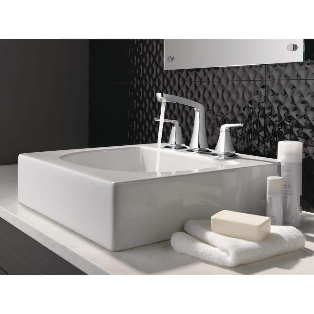 Delta Vesna Sleek Chrome Widespread Bathroom Faucet with Drain Catch