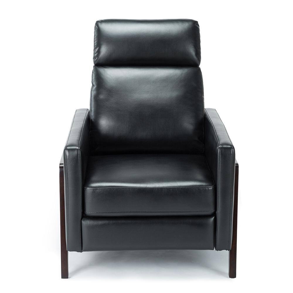 Maxton Black Faux Leather Mid-Century Modern Recliner