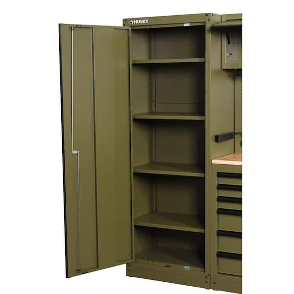 80.2 in. W x 75 in. H x 19.2 in. D Steel 8-Piece Garage Storage System in Matte Army Green with Solid Wood Worktop