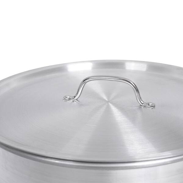 80 qt. Aluminum Stock Pot in Silver with Lid