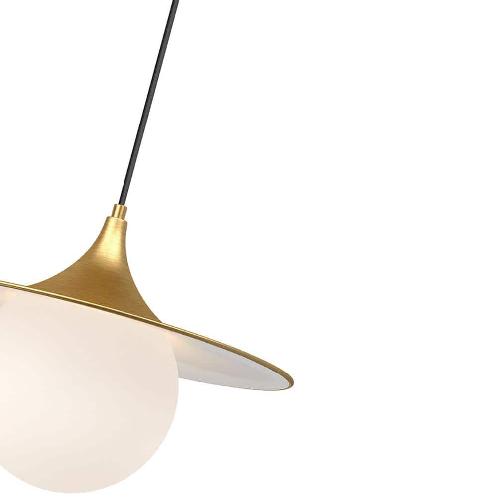 Fuji Brushed Gold and Matte Black Glass Pendant Light