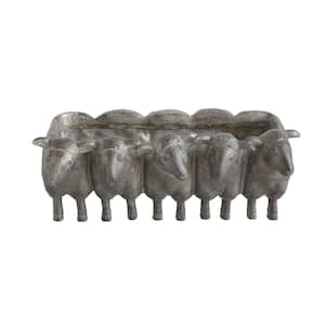 13 in. L x 7.25 in. W x 5.5 in. H Distressed Finish Resin Sheep Decorative Pots