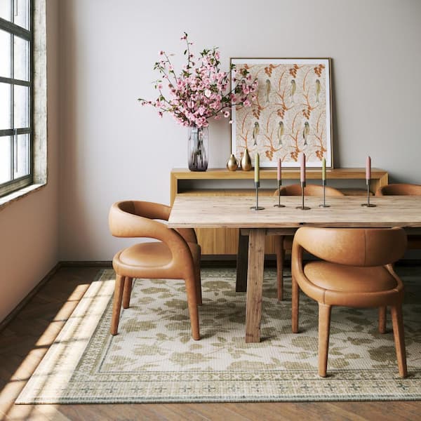 Padma Lakshmi X Rugs Botanica Hand-Tufted Botanical Wool-Blend Olive Green 5 ft. x 8 ft. Indoor Area Rug