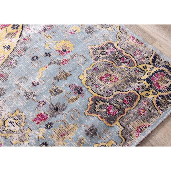 Callaya Collections 8 ft. x 11 ft. Blue Distressed Indoor Area Rug