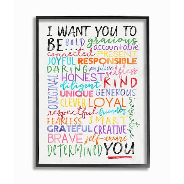 Stupell Industries "I Want You To Be You Inspirational Design" by Erica Billups Framed Print Typography Texturized Art 16 in. x 20 in.