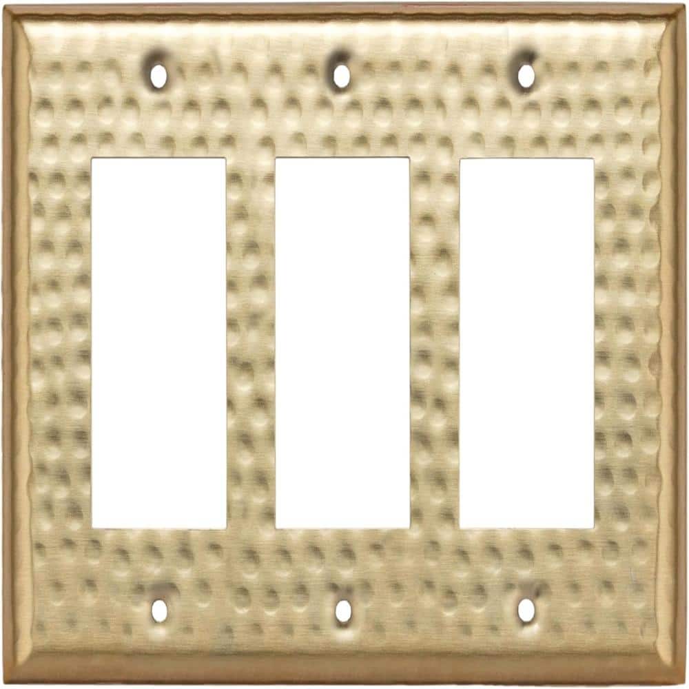 Hand Hammered 3-Gang Brushed Gold Triple Decorator / Rocker Metal Wall Plate price history on PriceWatchPro