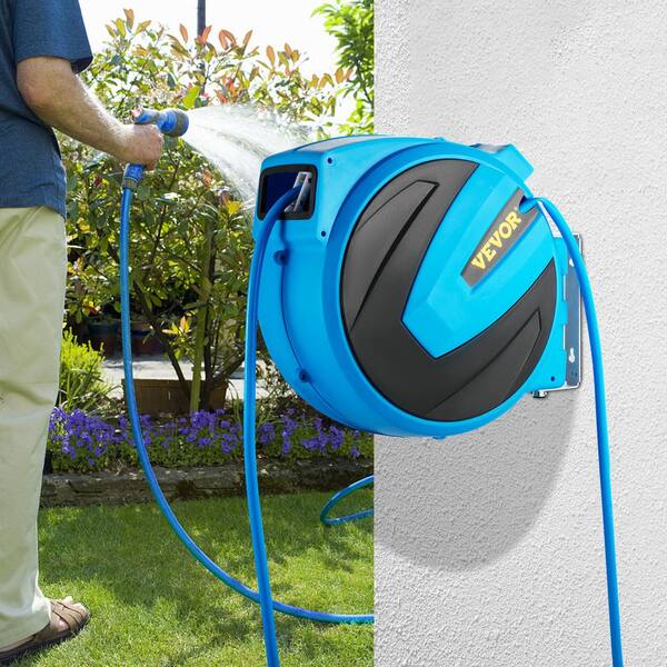 VEVOR Retractable Hose Reel 5/8 in. x 50 ft. Wall Mounted Garden Hose Reel  with Swivel Bracket and 7 Pattern Nozzle Water Hose SSS50FT58INCH4JBBV0 -  The Home Depot