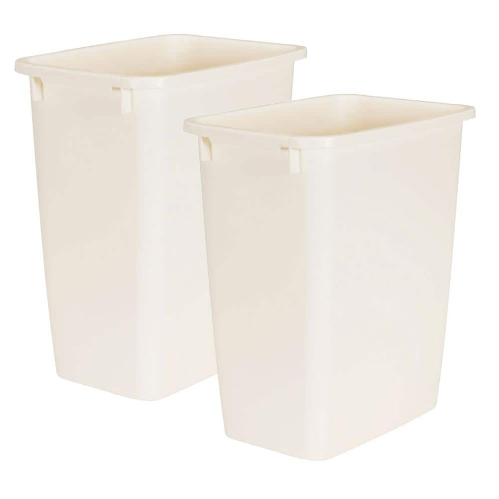 Rubbermaid 13 Gallon Rectangular Spring-top Lid Kitchen Wastebasket Trash  Can For Tall Trashbags, White (2 Pack) : Target